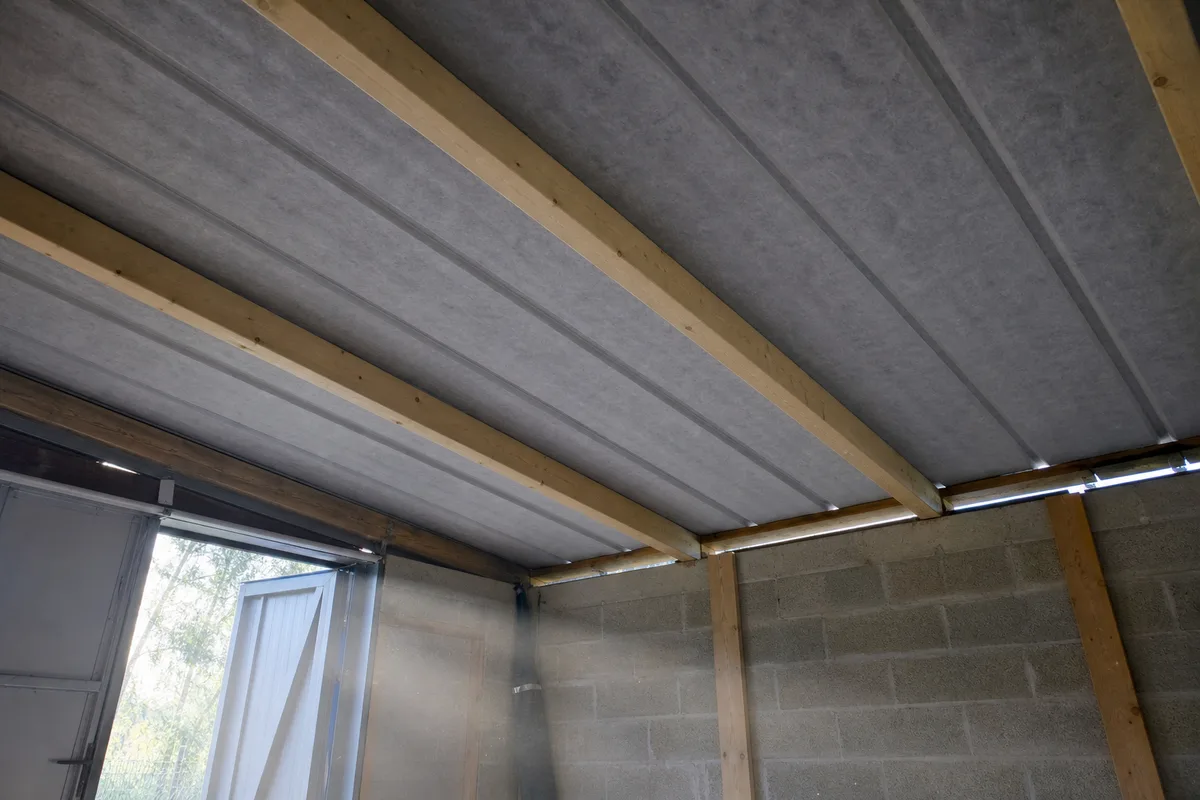 Sous-face de toiture en bac acier avec feutre régulateur de condensation et lame d&rsquo;air ventilée